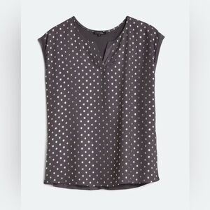 Paper Moon Reese Mixed Material Top. Gray and gold/silver Star Pattern Blouse